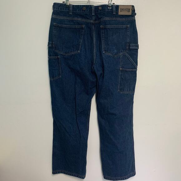 Duluth Trading Co. Men's Dark Wash Straight Leg Cotton Jeans Size 38x32 - Picture 4 of 5